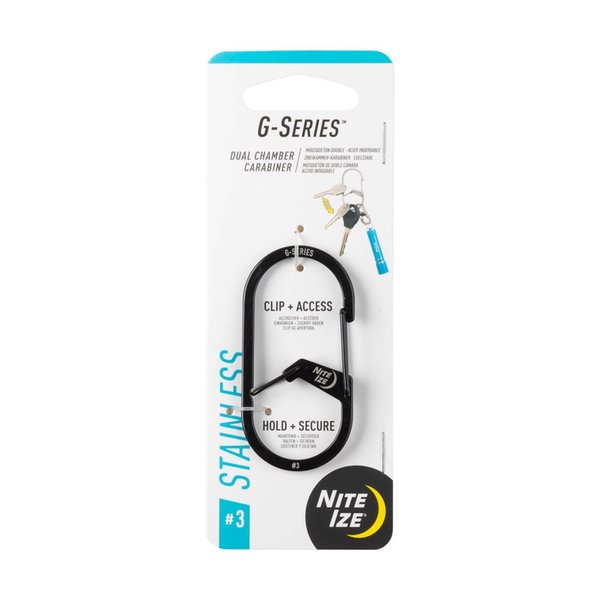 Nite Ize G-Series Stainless Steel Black Dual Chamber Carabiner GS3-01-R6